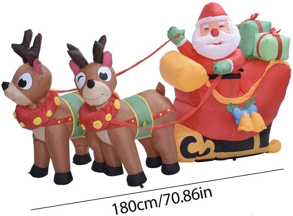 WYBFZTT-188 Christmas Inflatable Santa Cute Doll Pulled by 2 Reindeer Lights Party Outdoor Garden Yard Decoration Christmas Doll