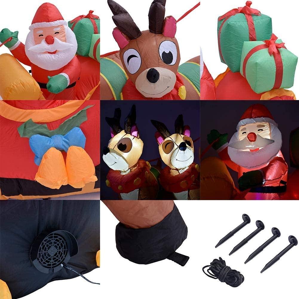 WYBFZTT-188 Christmas Inflatable Santa Cute Doll Pulled by 2 Reindeer Lights Party Outdoor Garden Yard Decoration Christmas Doll