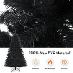 Gymax 6 FT Pre-lit Black Halloween Tree Artificial Hinged Christmas Tree