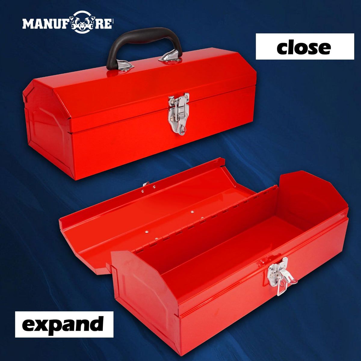 14" Metal Tool Box with Carry Handle for hold Common Tools | Easy to Carry, Nicely Finished and Sturdy Paint, Against Dents, Can hold Common Small Tools Such as Pliers, Hammers