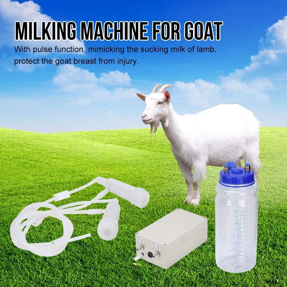 portable electric milking machine, 2l mini double head pulsation vacuum pump milker with breast pump &amp; milking bucket, automatic portable livestock milking equipment for goat sheep(#1)