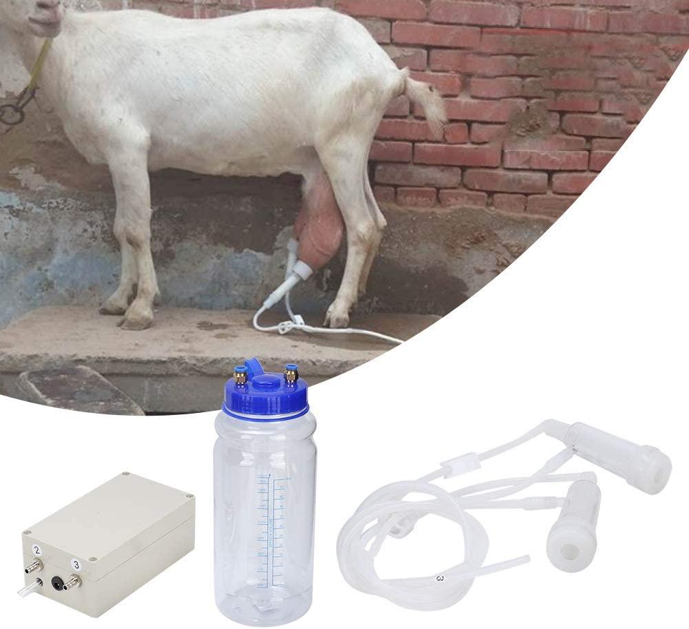 portable electric milking machine, 2l mini double head pulsation vacuum pump milker with breast pump &amp; milking bucket, automatic portable livestock milking equipment for goat sheep(#1)