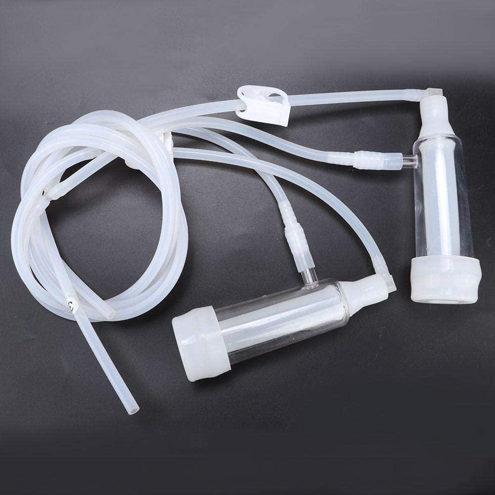 portable electric milking machine, 2l mini double head pulsation vacuum pump milker with breast pump &amp; milking bucket, automatic portable livestock milking equipment for goat sheep(#1)