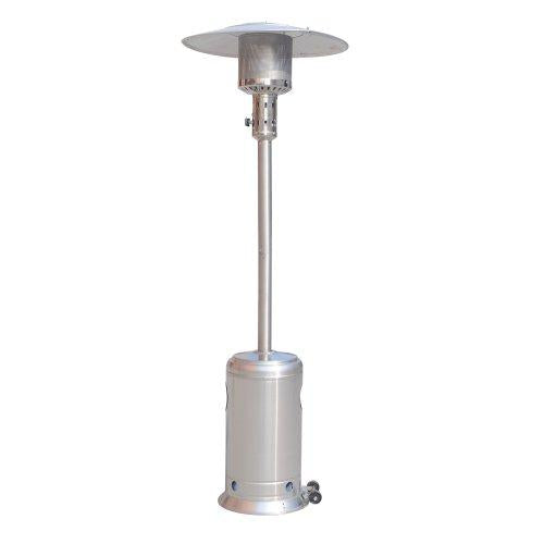 Outdoor Patio Propane Heater with Portable Wheels 47,000 BTU 88 inch Standing Gas Outside Heater Stainless Steel Burner Commercial &amp; Residential Hammered Black for Party Restaurant Garden Yard-SS