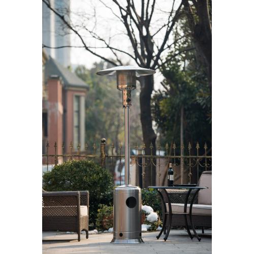 1Pc Outdoor Patio Propane Heater With Portable Wheels 88 Inch Standing Gas Outside Heater Stainless Steel Burner Commercial &amp; Residential Hammered Black For Party Restaurant Garden Yard Silver