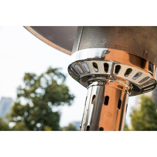 1Pc Outdoor Patio Propane Heater With Portable Wheels 88 Inch Standing Gas Outside Heater Stainless Steel Burner Commercial &amp; Residential Hammered Black For Party Restaurant Garden Yard Silver