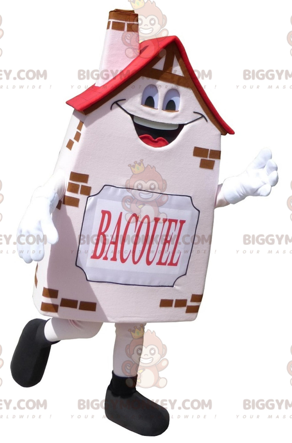 BIGGYMONKEYMascot Costume Bacouel Smiling Pink Cottage House
