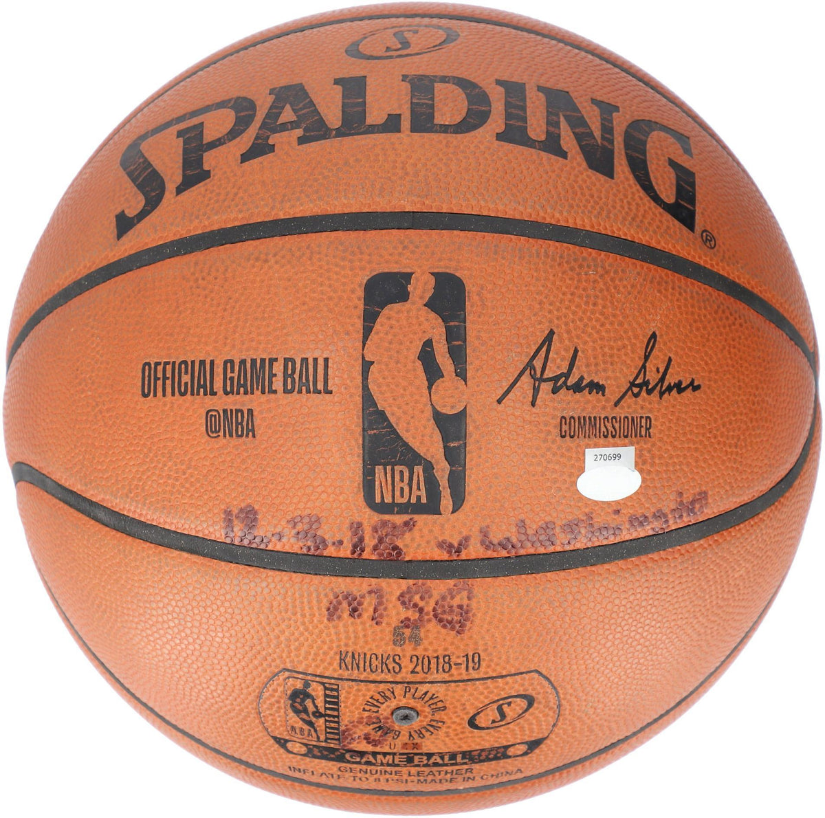 York Knicks Game-Used Basketball vs. Washington Wizards on December 3, 2018 -  Authentic Certified