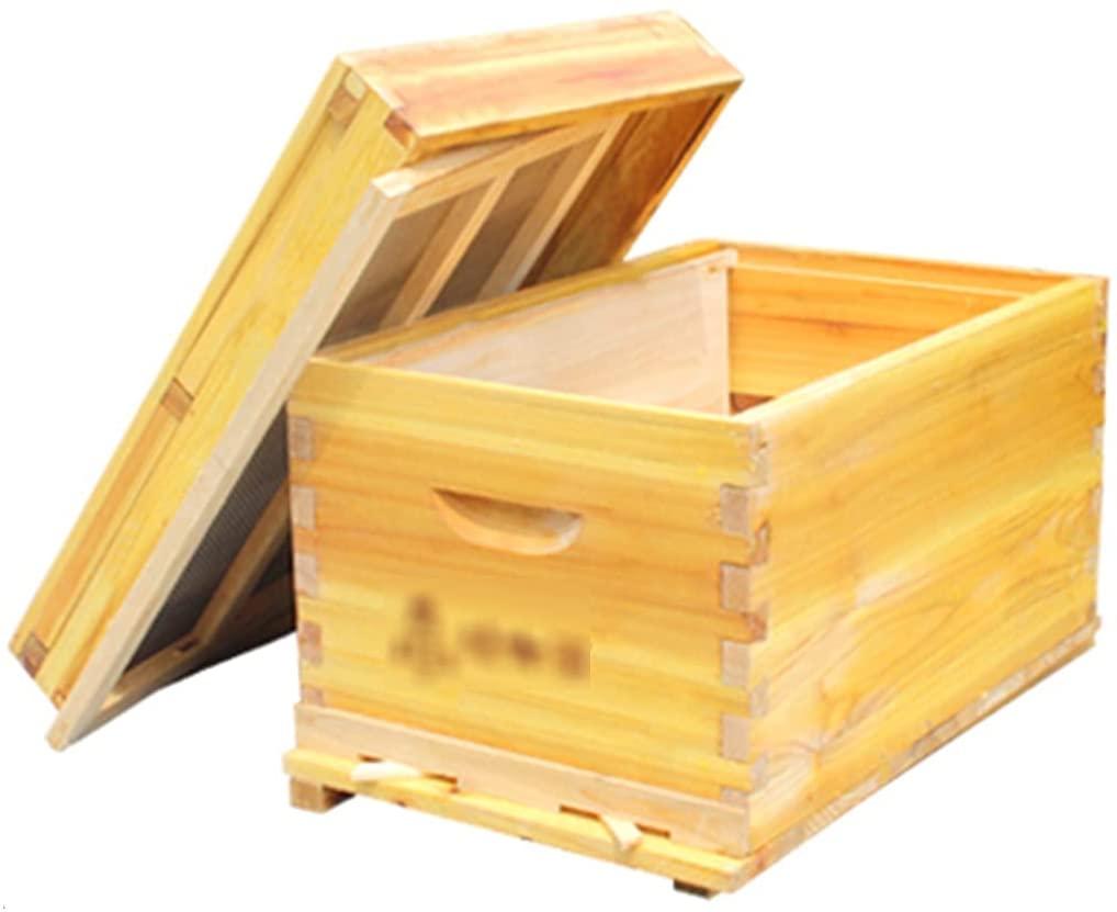 beehive bee box, 7 frame wood complete honey bee hives kit, w/5 nest frame, beekeeping supplies equipment tool, for beekeeping (color : wood, size : 7 frame+5 nest frame)