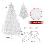 8ft White Artificial Christmas Tree, Premium Unlit Spruce Full Tree, with Metal Stand, Easy Assembly, for Indoor and Outdoor Use