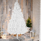 8ft White Artificial Christmas Tree, Premium Unlit Spruce Full Tree, with Metal Stand, Easy Assembly, for Indoor and Outdoor Use