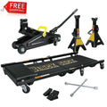 Car Jack Set Kit GaraBlack 2 Ton Stands Bundle Combo Metal Trolley Lift Pair