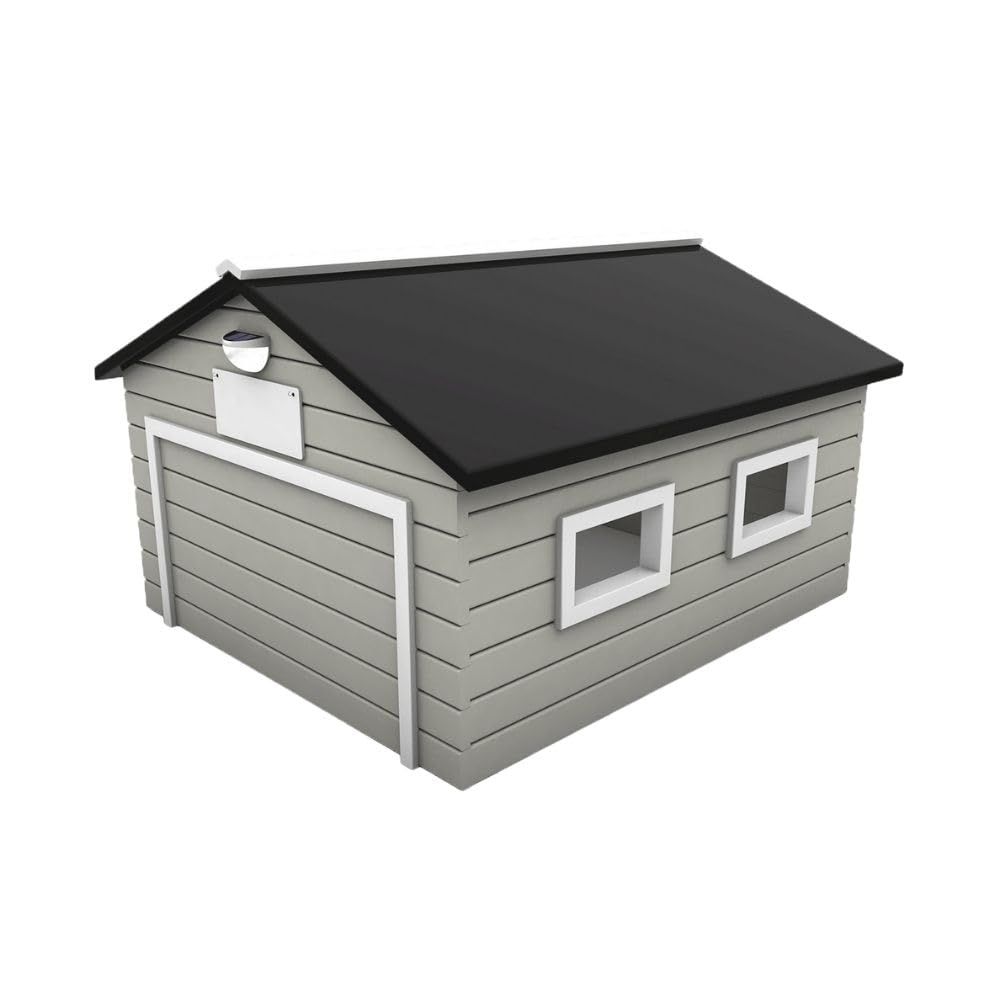 My Robot Home Plus Robotic Mower Shed, 43x37x29in, Weatherproof Garafor Luba,  Automower, , and More (Grey &amp; White)