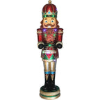 Fraser Hill Farm Indoor/Outdoor Oversized Christmas Decor, 5-Ft. Nutcracker Playing Snare Drum w/Moving Hands, Music, Timer, and 20 LED Lights