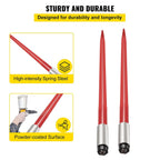 mophorn pair hay spear 39" bale spear 3000 lbs capacity, bale spike quick attach square hay bale spears 1 3/4", red coated bale forks, bale hay spike with hex nut &amp; sleeve for buckets tractors loaders