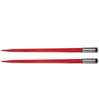mophorn pair hay spear 39" bale spear 3000 lbs capacity, bale spike quick attach square hay bale spears 1 3/4", red coated bale forks, bale hay spike with hex nut &amp; sleeve for buckets tractors loaders