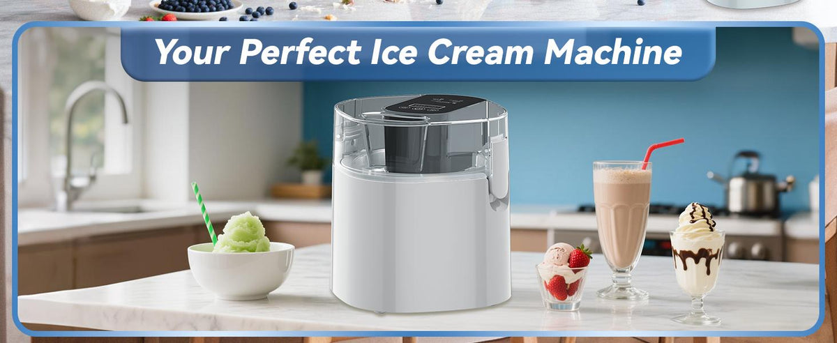 Ice Cream Maker, 1.5-Qt Ice Cream Machine and Frozen Yogurt Machine, 1.5-Qt Insulated Freezer Bowl, LCD Screen and Timer,  Results, Easy to Operate and Clean