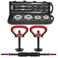 STOZM Multifunctional Fitness Combo of Weightlifting Accessories Set (Red) and Adjustable Dumbbell Set (Chrome, 50kg) for Optimal Kettlebell, Dumbbell and Barbell Training