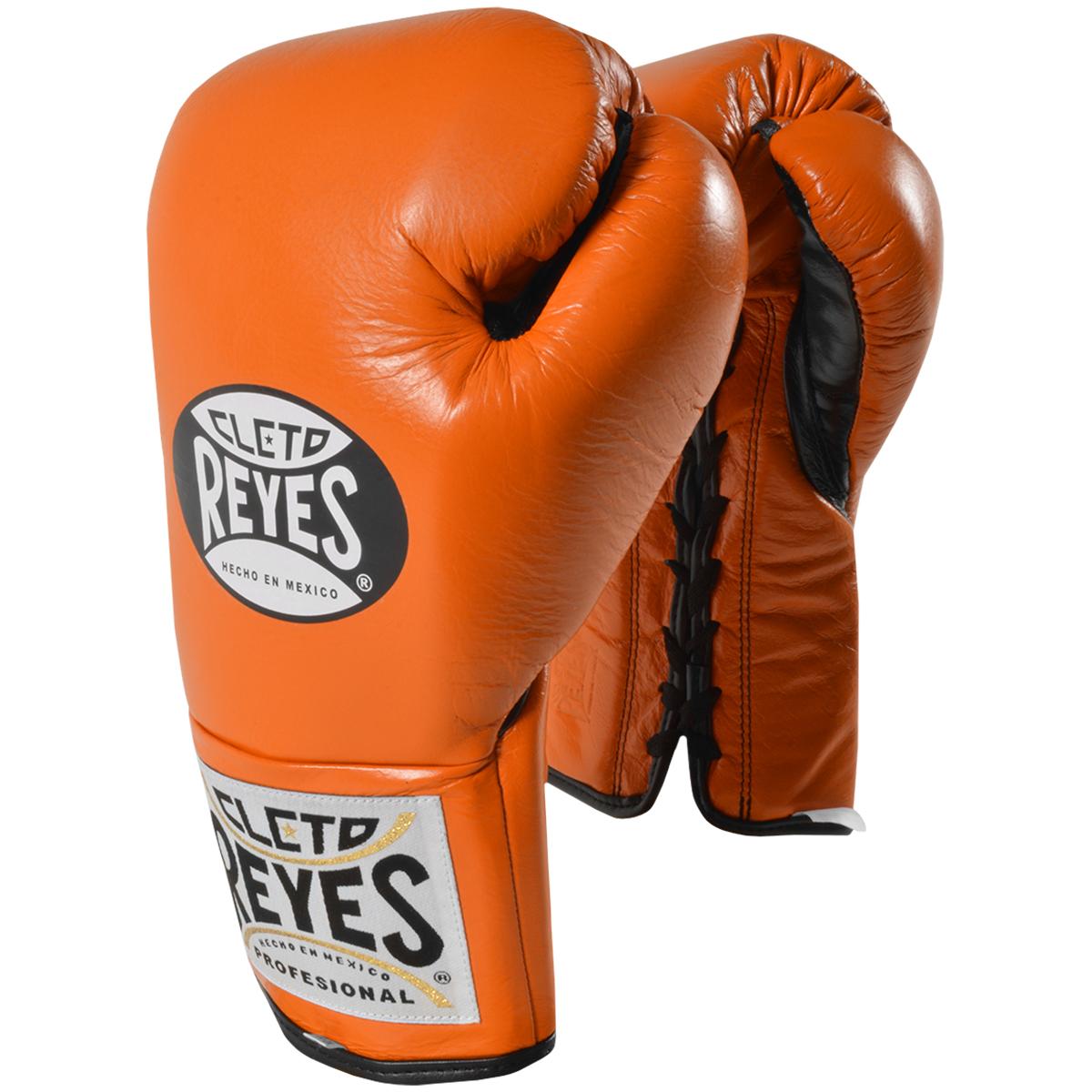 Cleto Reyes Official Lace Up Competition Boxing Gloves - 8 oz. - Tiger Orange