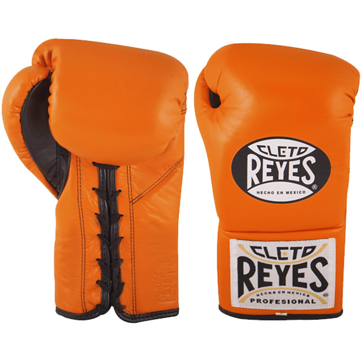 Cleto Reyes Official Lace Up Competition Boxing Gloves - 8 oz. - Tiger Orange