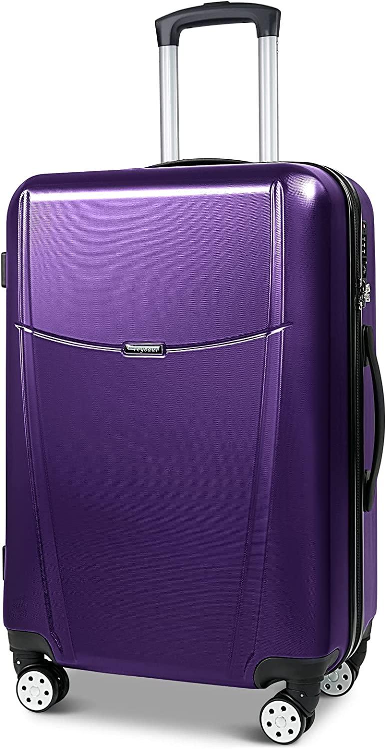 Luggage(only 24")Suitcase ABS+PC with TSA Lock Spinner Carry on Hardshell Lightweight 20in 24in 28in_ Purple