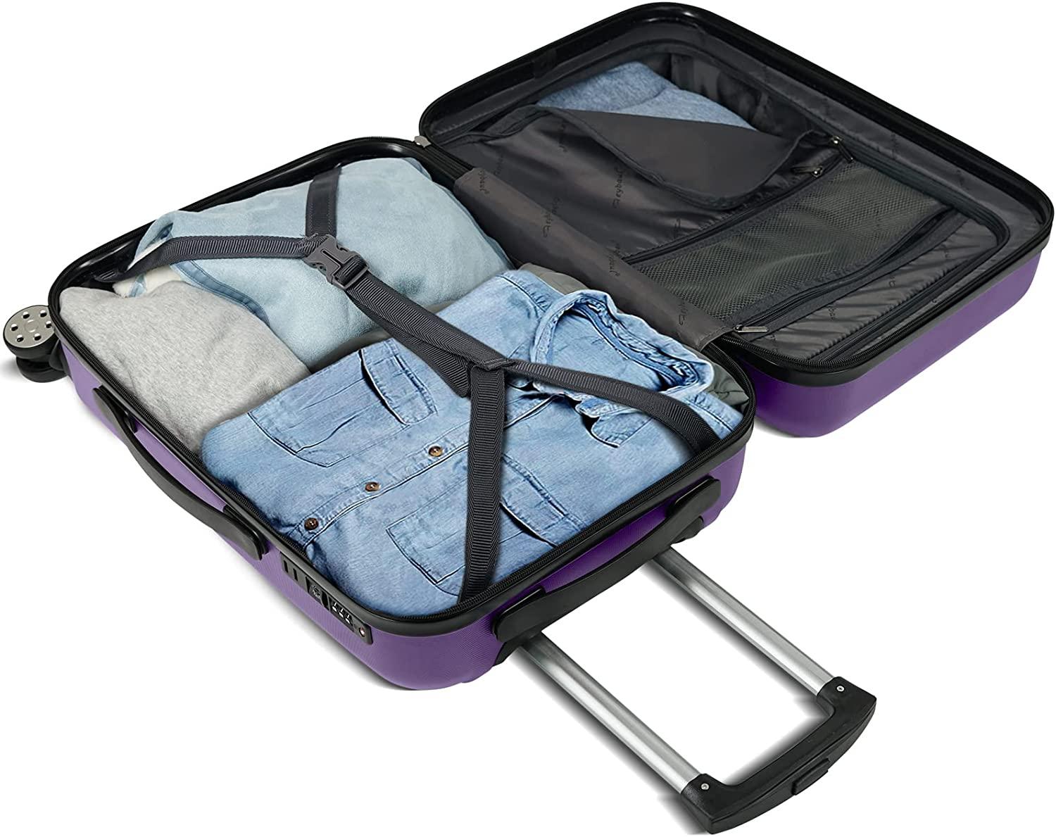 Luggage(only 24")Suitcase ABS+PC with TSA Lock Spinner Carry on Hardshell Lightweight 20in 24in 28in_ Purple