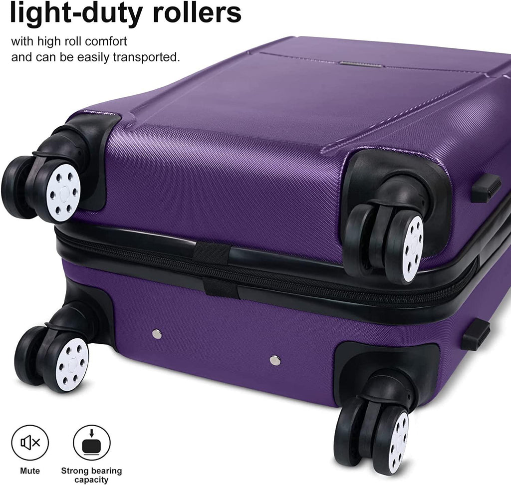 Luggage(only 24")Suitcase ABS+PC with TSA Lock Spinner Carry on Hardshell Lightweight 20in 24in 28in_ Purple
