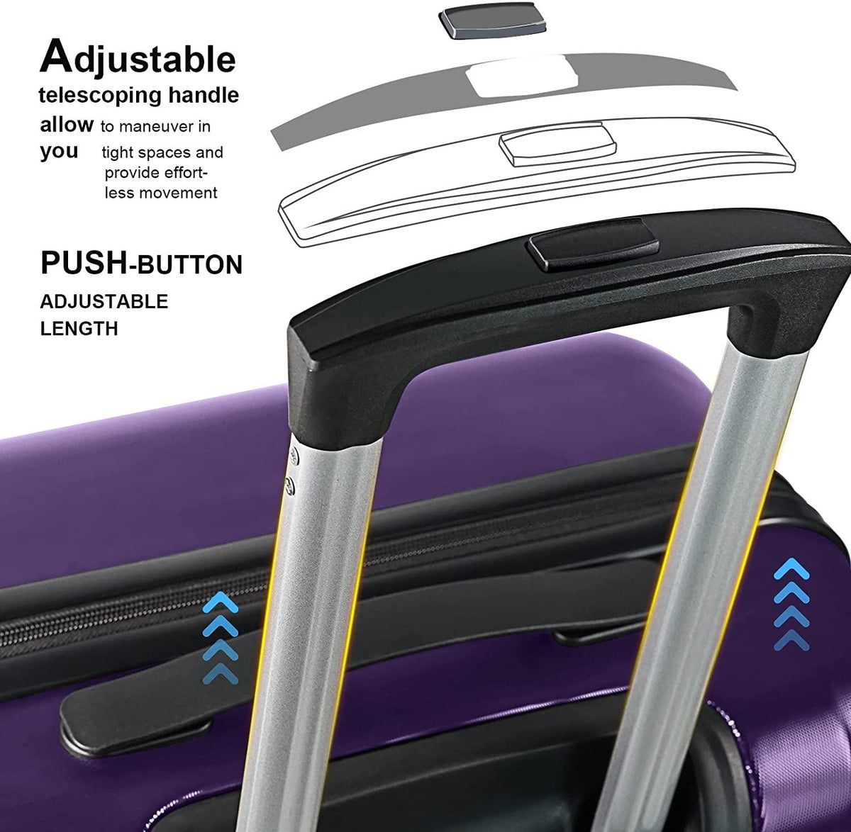 Luggage(only 24")Suitcase ABS+PC with TSA Lock Spinner Carry on Hardshell Lightweight 20in 24in 28in_ Purple