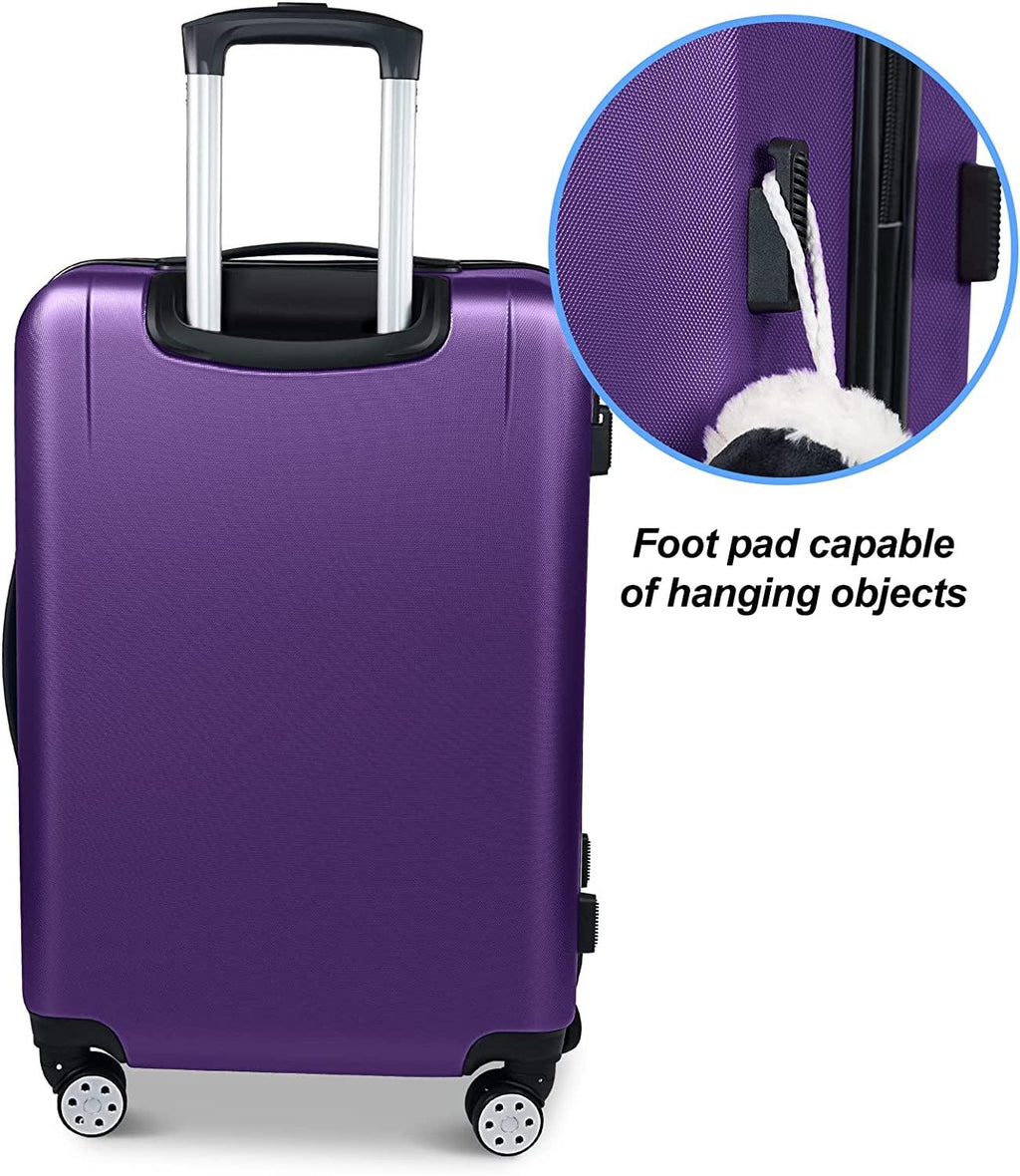 Luggage(only 24")Suitcase ABS+PC with TSA Lock Spinner Carry on Hardshell Lightweight 20in 24in 28in_ Purple