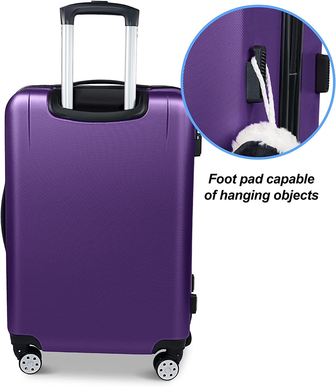 Luggage(only 24")Suitcase ABS+PC with TSA Lock Spinner Carry on Hardshell Lightweight 20in 24in 28in_ Purple