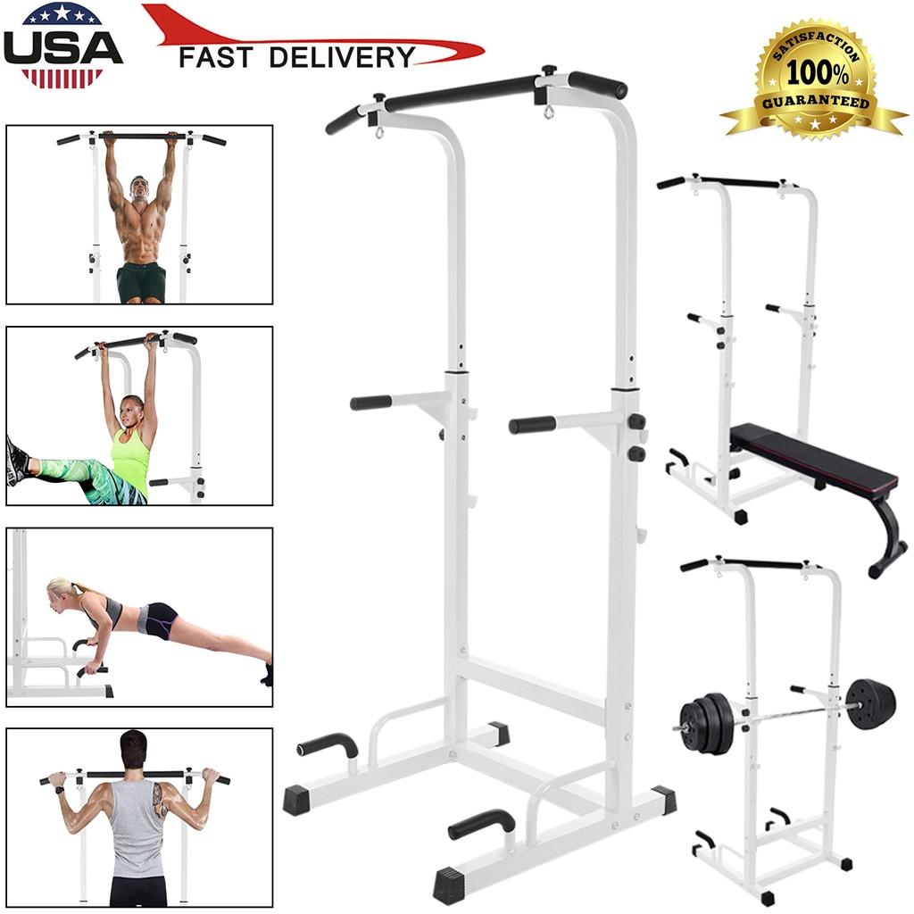 Power Tower Dip Station Adjustable Pull UP Bar Station Home Gym