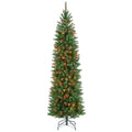 6.5 ft. Kingswood Fir Pencil Artificial Christmas Tree with Multicolor Lights