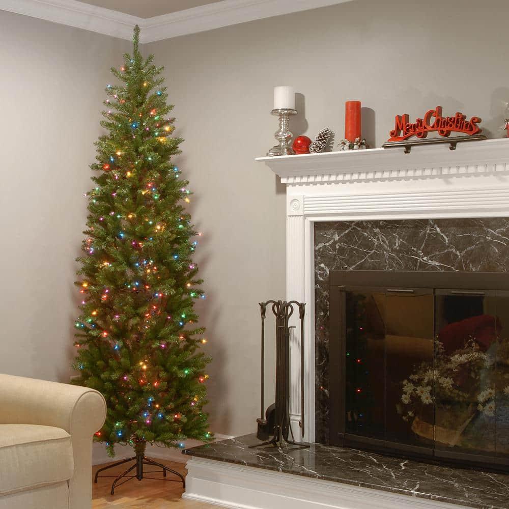 6.5 ft. Kingswood Fir Pencil Artificial Christmas Tree with Multicolor Lights