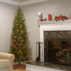 6.5 ft. Kingswood Fir Pencil Artificial Christmas Tree with Multicolor Lights