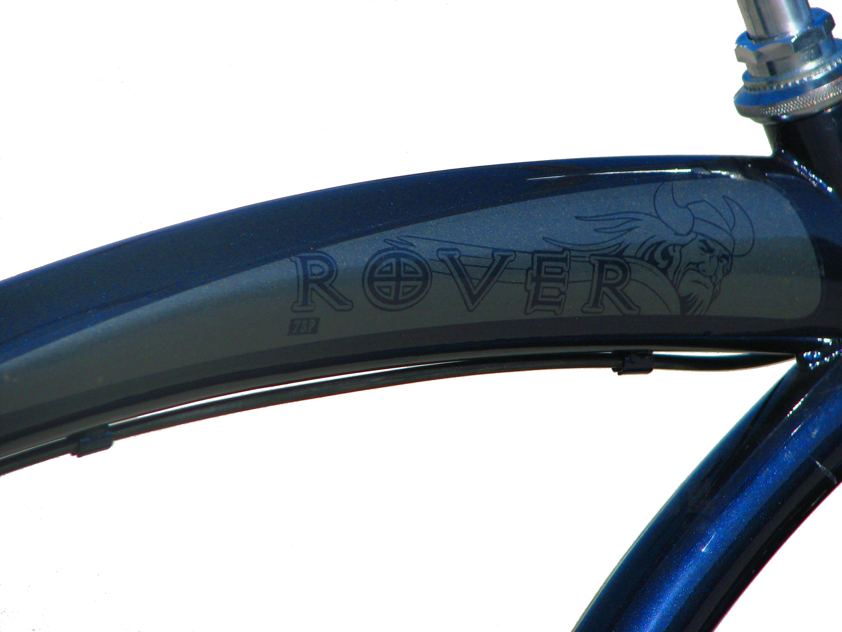 Micargi ROVER 7 Speed 26" Beach Cruiser  TX-35 7 Speed V-Brake  Steel Spokes One Piece Crank Alloy Matte Black Rims 36H With Fender Color: Dark Blue/ Black