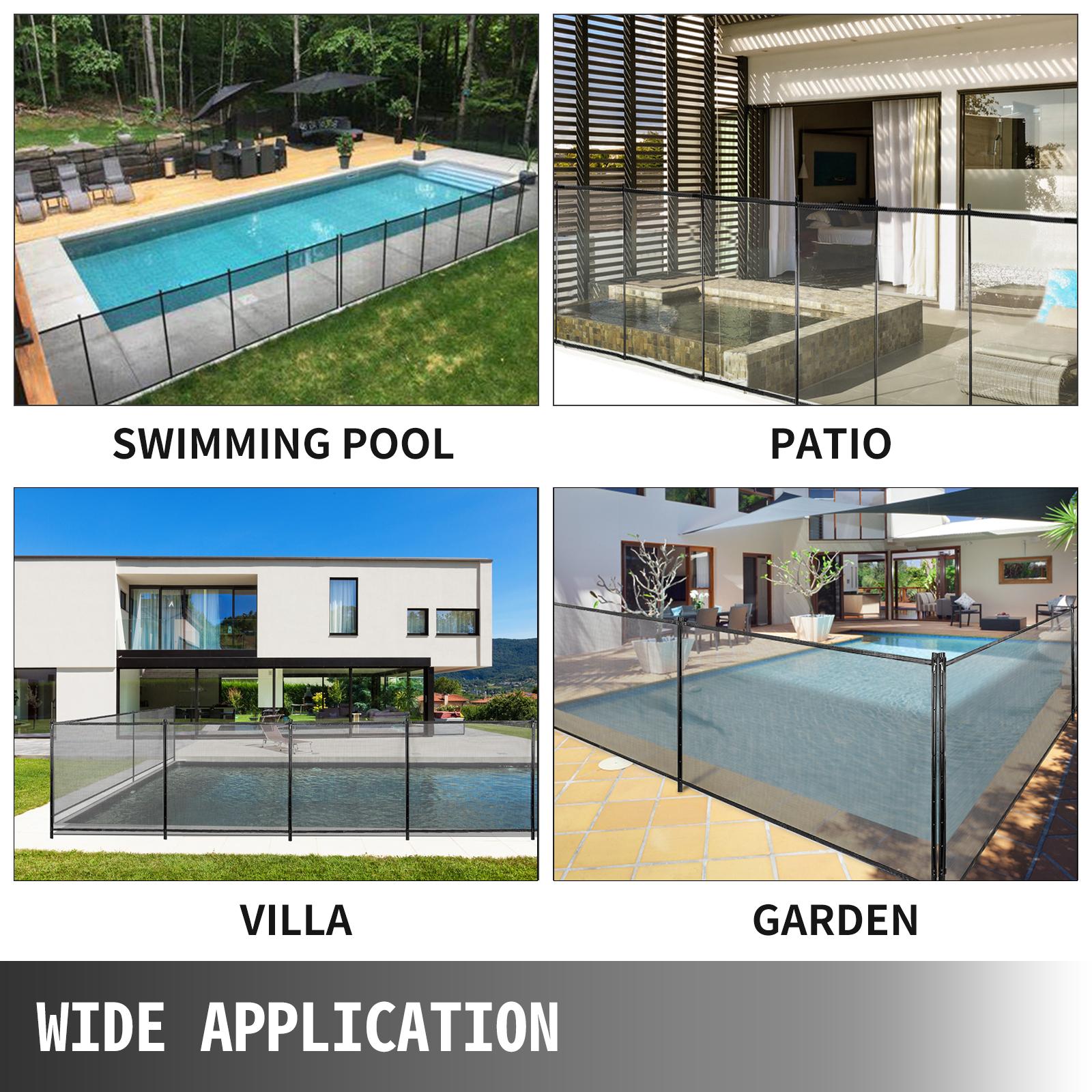 vevor swimming pool security fence pool fence 4' x 12/48/72/96' &amp;4' x 12' door