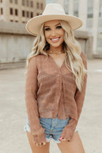long sleeve button top