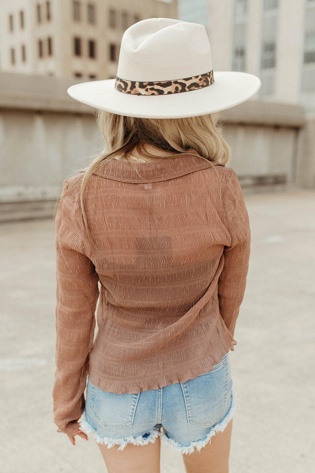 long sleeve button top