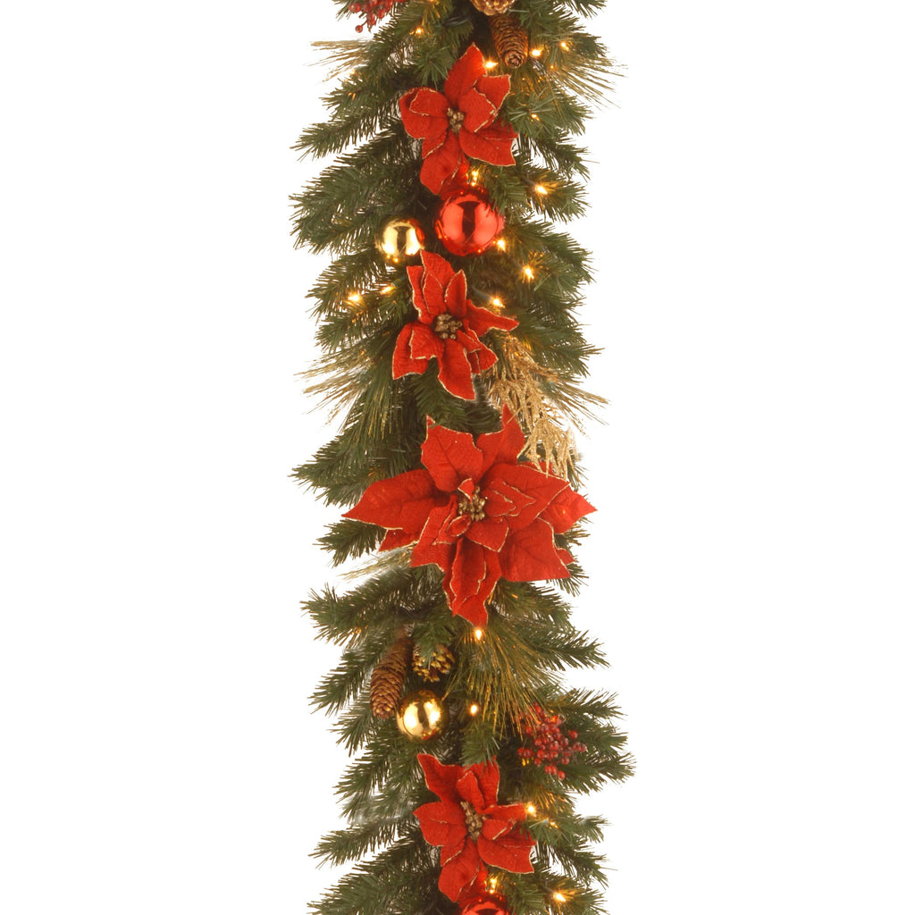 National Tree 9 ft  Decorative Collection Home Spun Garland with Clear Lights