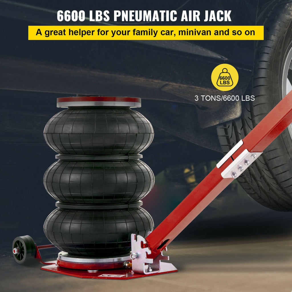 Triple Air Bag Jack Pneumatic Jack 6600lbs  Lift 3 Ton Heavy Duty Red
