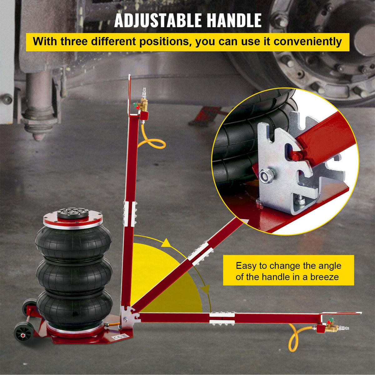 Triple Air Bag Jack Pneumatic Jack 6600lbs  Lift 3 Ton Heavy Duty Red
