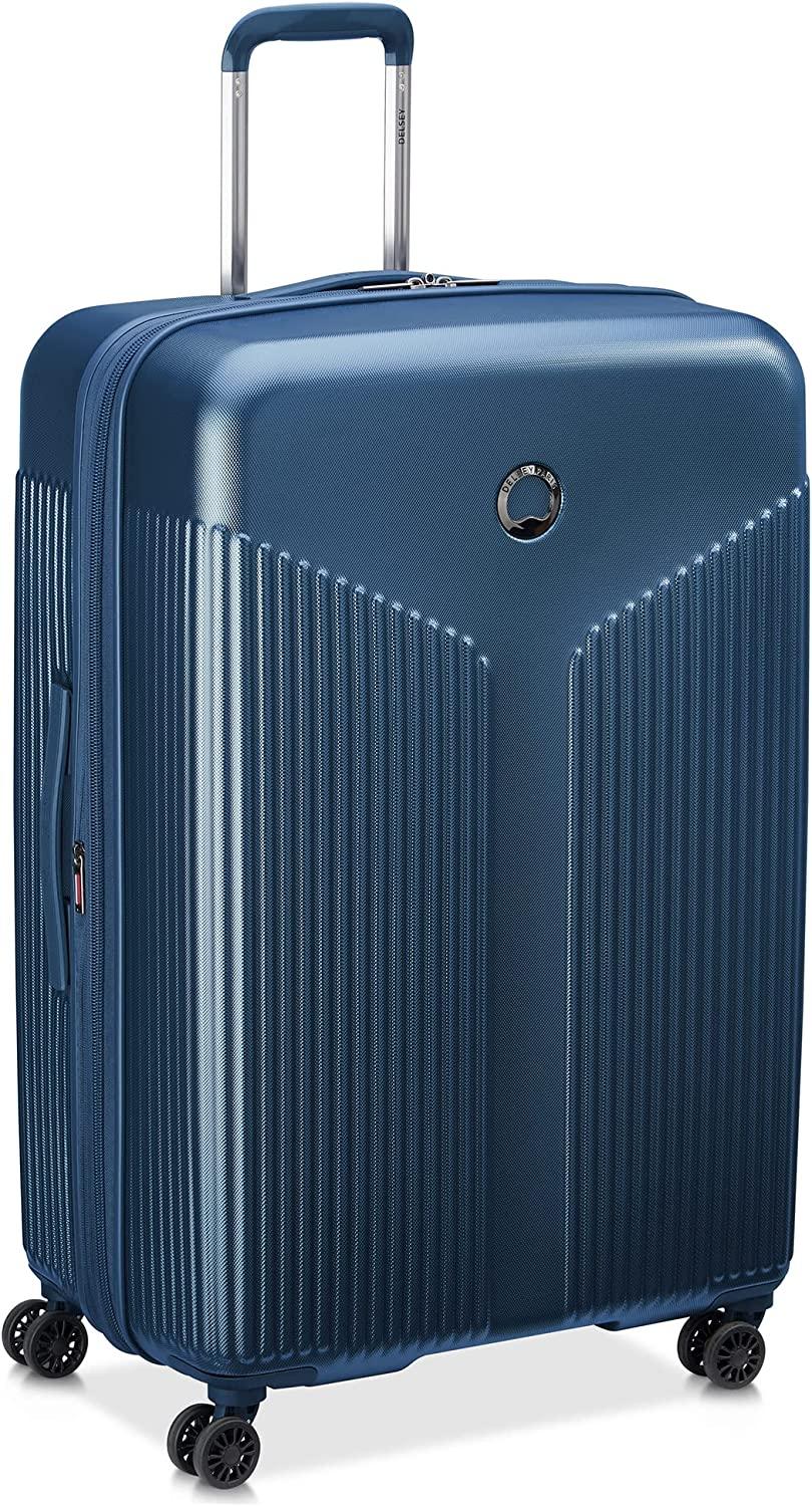 Comete 3.0 Hardside Expandable Luggage with Spinner Wheels, Blue, Checked-Large, 28 Inch