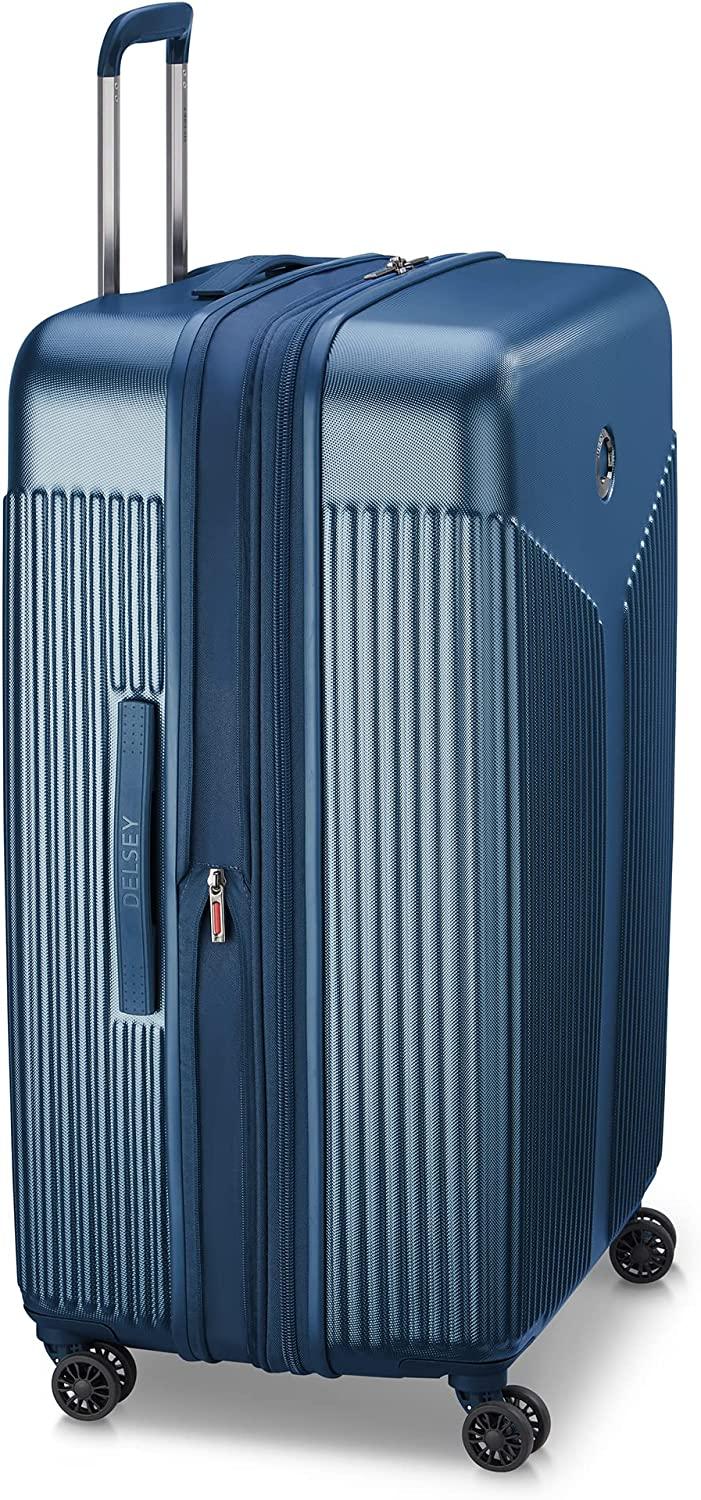 Comete 3.0 Hardside Expandable Luggage with Spinner Wheels, Blue, Checked-Large, 28 Inch