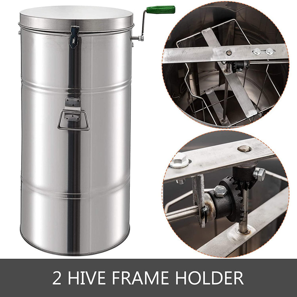 happybuy honey extractor bee honey extractor manual honeycomb spinner 2 two frame stainless steel beekeeping accessory (2 frame honey extractor)