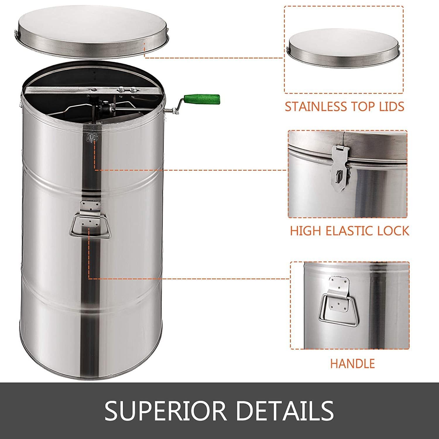 happybuy honey extractor bee honey extractor manual honeycomb spinner 2 two frame stainless steel beekeeping accessory (2 frame honey extractor)