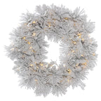 Vickerman 30" Flocked Alberta Artificial Christmas Wreath, Warm White LED Lights