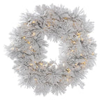 Vickerman 30" Flocked Alberta Artificial Christmas Wreath, Warm White LED Lights