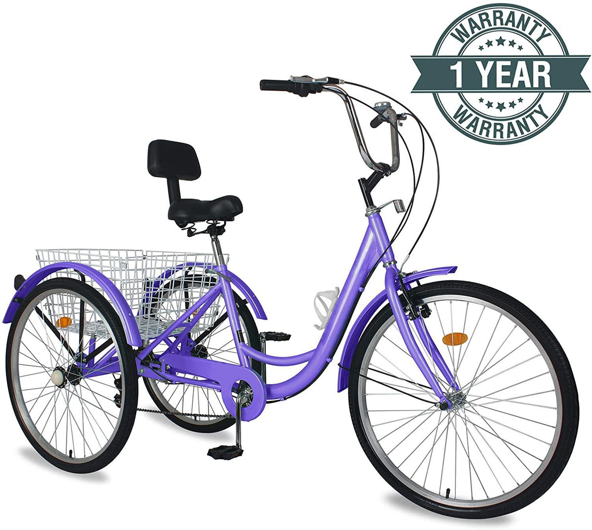 MOONCOOL Adult Tricycles 3 Wheel 7 Speed Trikes, 20/24 / 26 inch Adult Trikes 3 Wheeled Bike with Basket for Seniors, Women, Men.