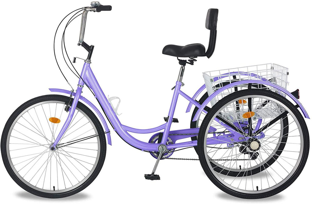 MOONCOOL Adult Tricycles 3 Wheel 7 Speed Trikes, 20/24 / 26 inch Adult Trikes 3 Wheeled Bike with Basket for Seniors, Women, Men.