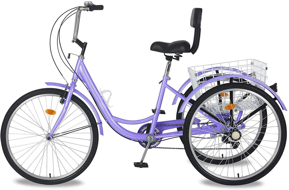 MOONCOOL Adult Tricycles 3 Wheel 7 Speed Trikes, 20/24 / 26 inch Adult Trikes 3 Wheeled Bike with Basket for Seniors, Women, Men.